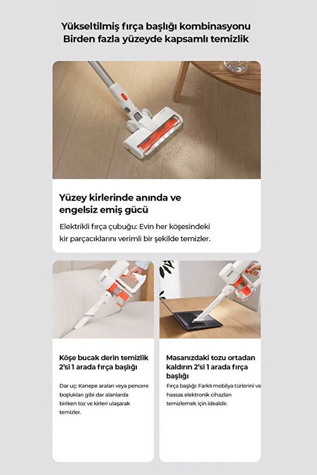 ROBO HIKİNG Serisi Şarjlı Dikey Süpürge Beyaz